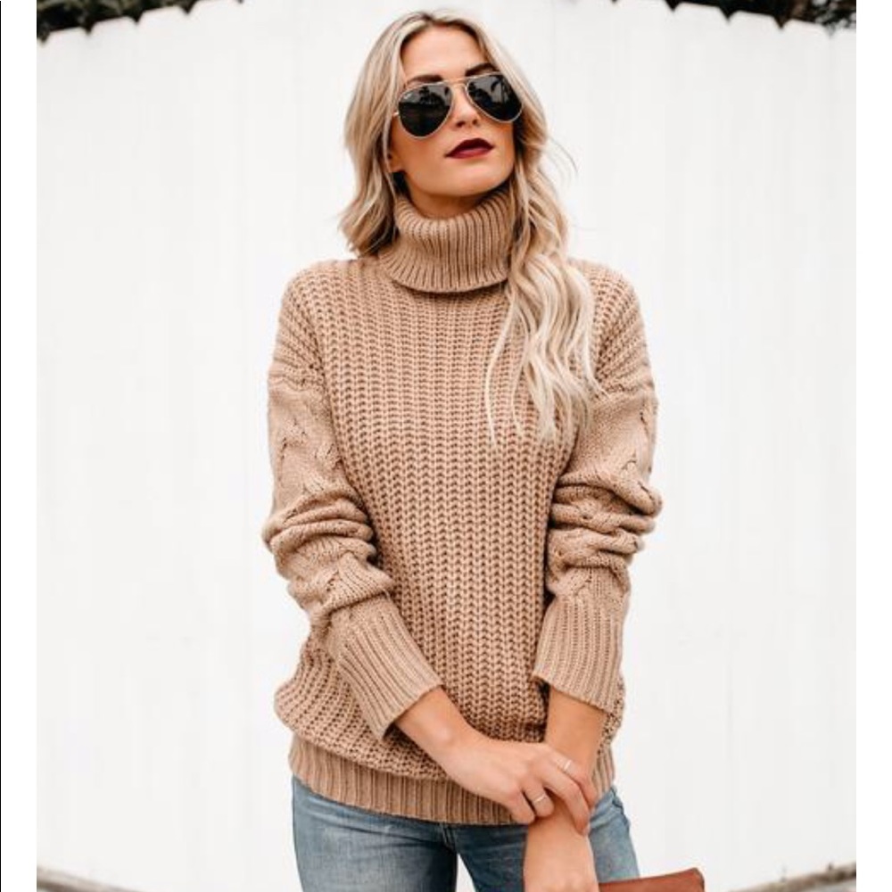 New. Oatmeal / camel knit sweater. Small/Medium